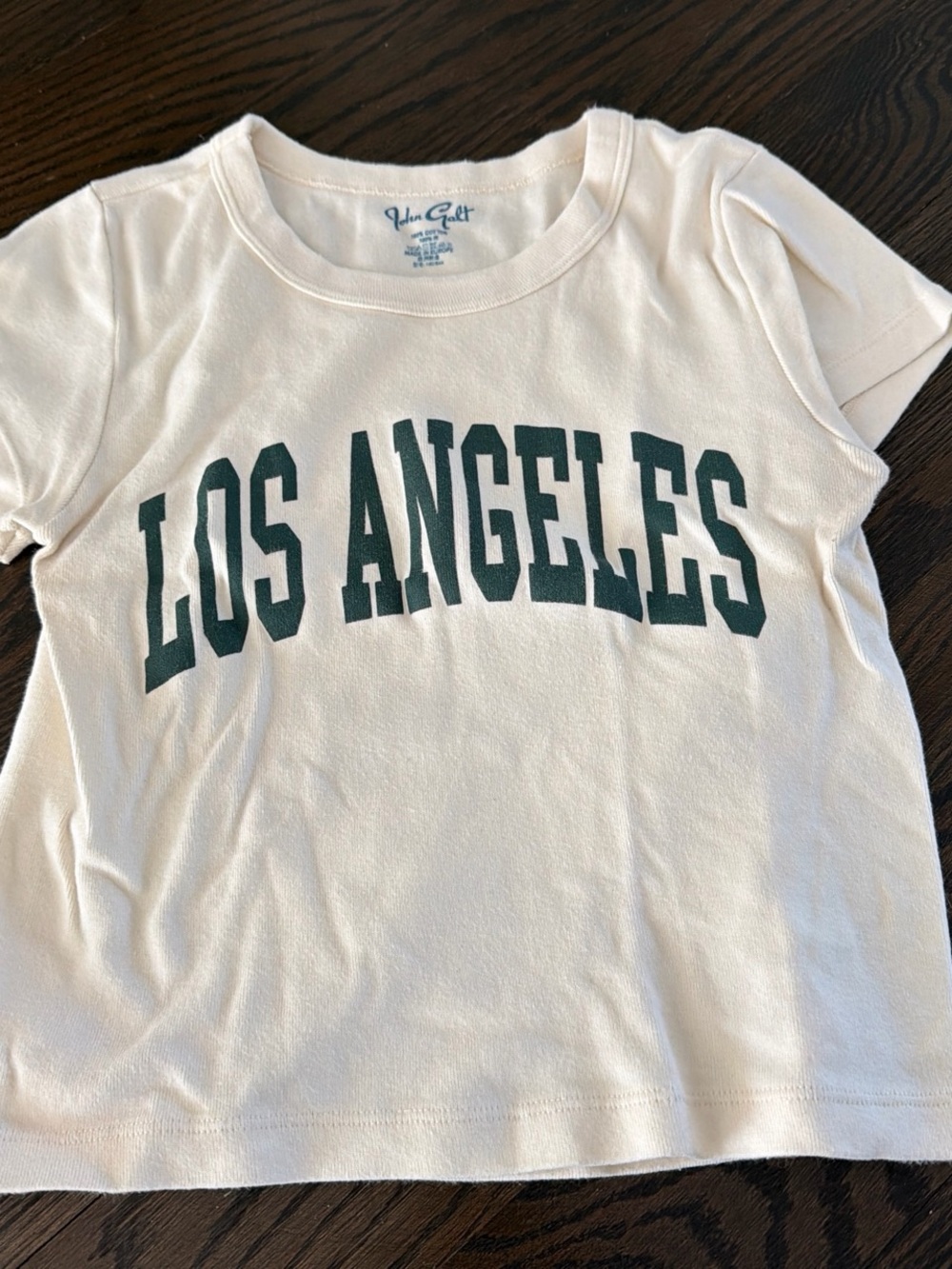 Brandy Melville Los Angeles Arch Graphic Tee - White & Dark Green